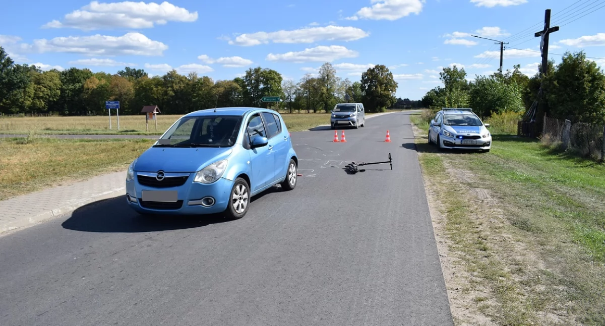 Komunikat policji, Poważny wypadek Zalutyniu Kierująca samochodem potrąciła latka hulajnodze Chłopiec trafił szpitala - zdjęcie, fotografia
