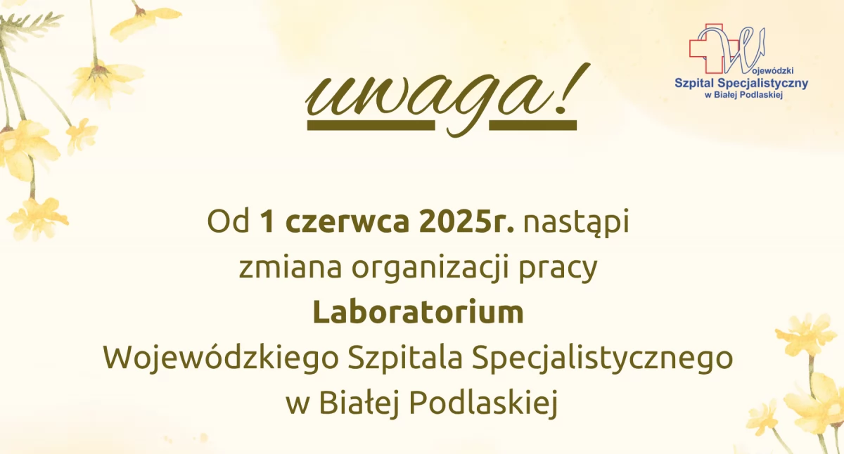 zdrowie, Zmiana organizacji pracy Laboratorium 2025r - zdjęcie, fotografia