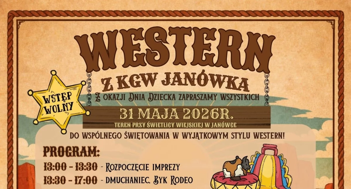festyny, Dziki Zachód Janówce! Kowbojski Dzień Dziecka pełen atrakcji Kołem Gospodyń Wiejskich - zdjęcie, fotografia
