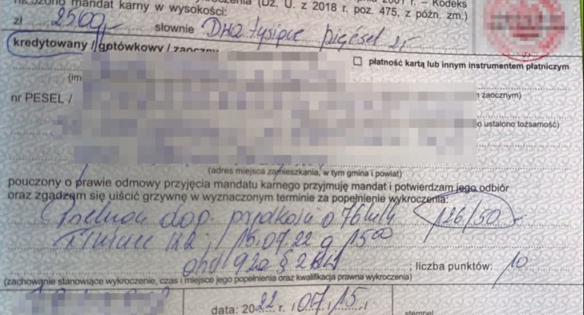 Prędkość, Śpieszył imprezę dostał mandat tysiąca złotych - zdjęcie, fotografia