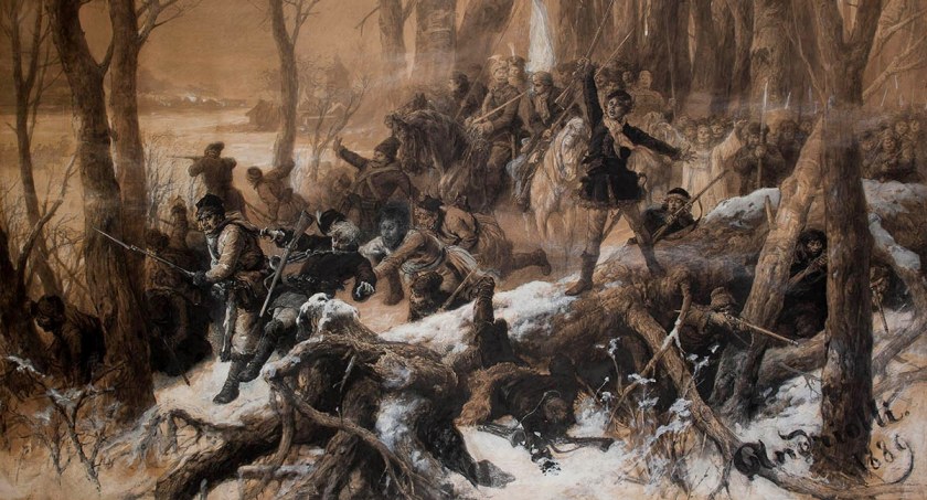 Fragment obrazu Michała Elwiro Andriolli „Walka powstańcza”
