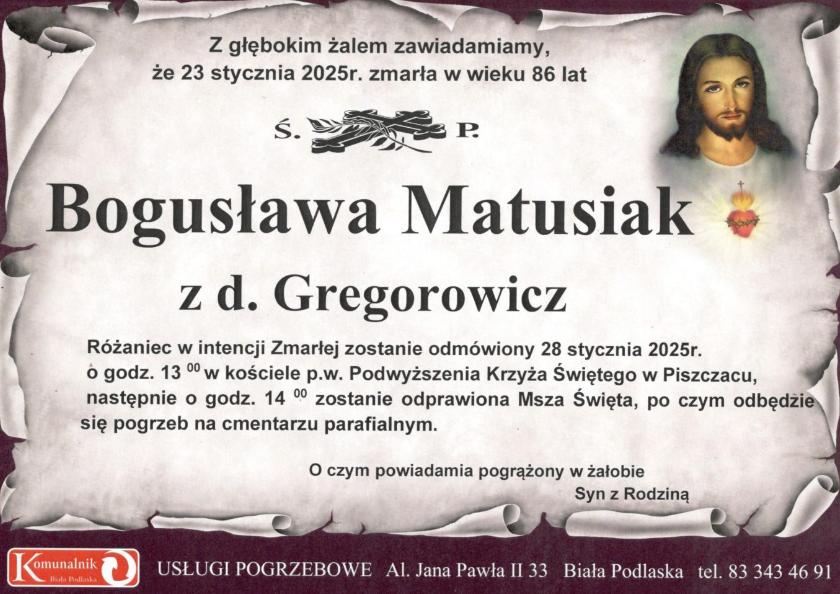 Bogusława Matusiak z d. Gregorowicz
