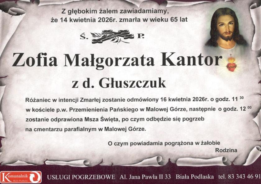 Zofia Małgorzata Kantor z d. Głuszczuk